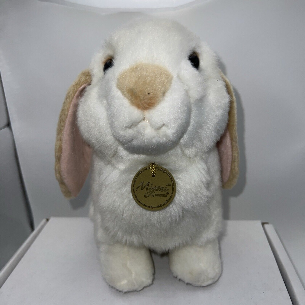 Aurora Miyoni Lop Eared Bunny Rabbit Plush Stuff Toy Cream w/Tan‎ Ears